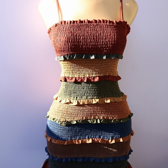 STORIA Cute Ruffle Mini Dress, Boho size Medium - Picture 2 of 6